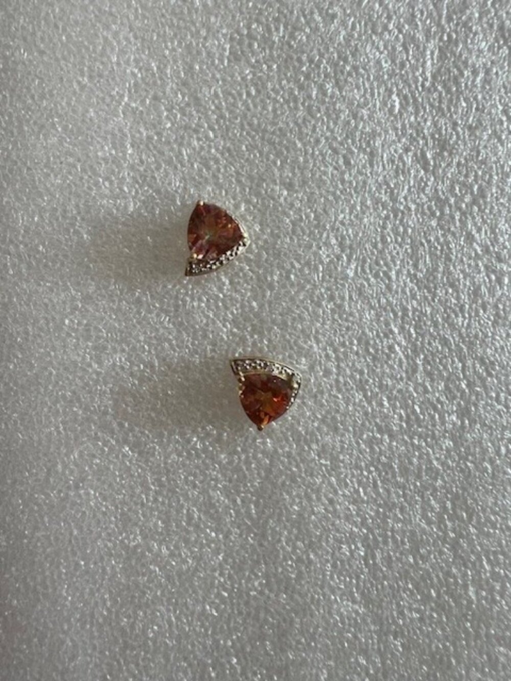 Golden Gem Stone Trillium Cut Earrings in 14K Gold - Picture 3 of 5
